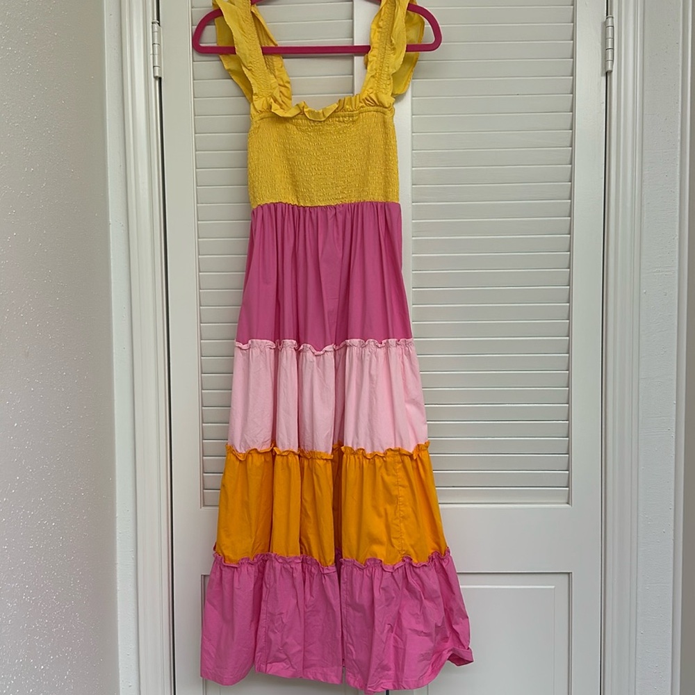 Multicolor smock maxi / midi dress